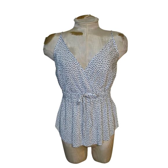 Abercrombie & Fitch satin babydoll top black and white polka dot Size Medium - Picture 1 of 5